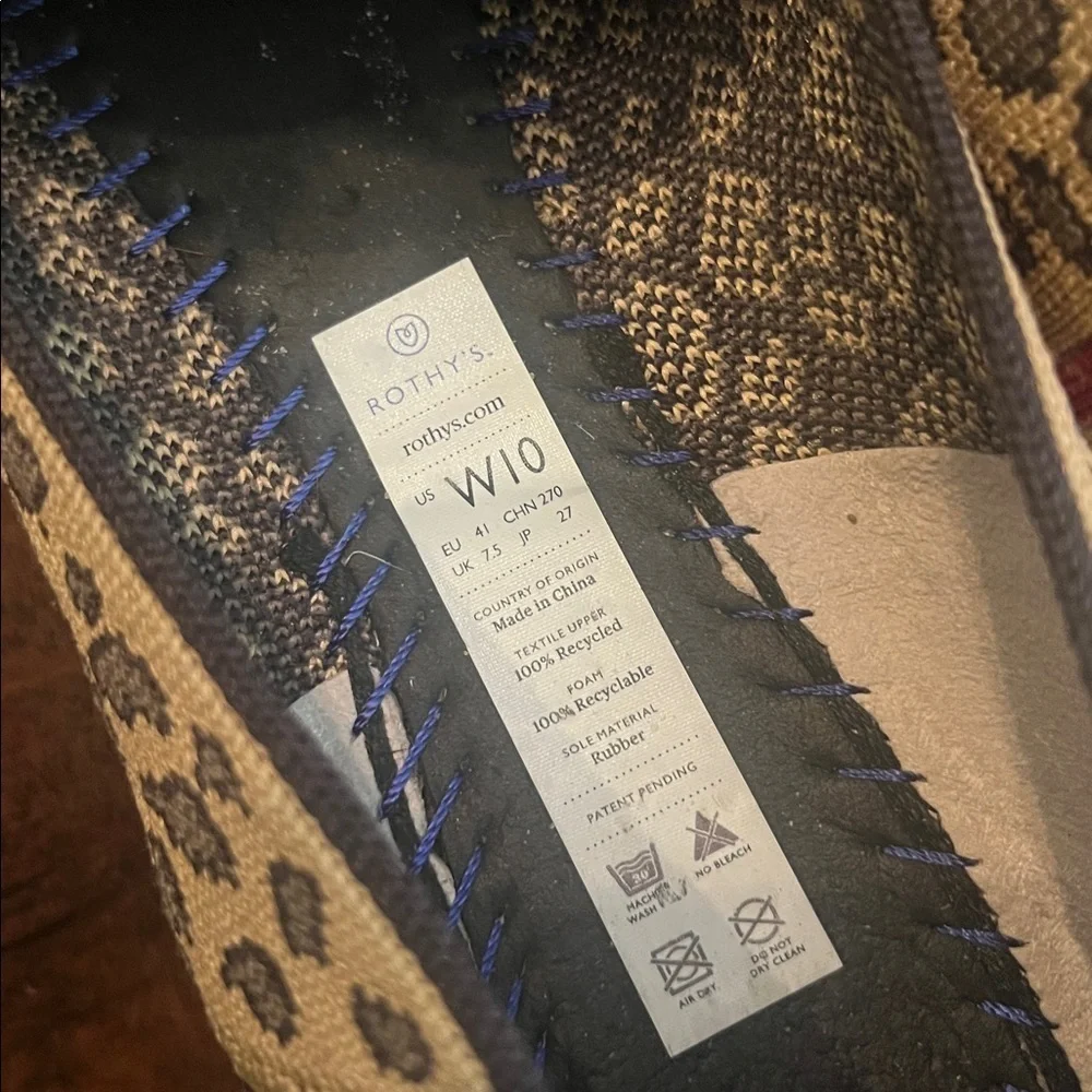 Rothy's Spotted Leopard Print Flats with Blue Accent, size 10